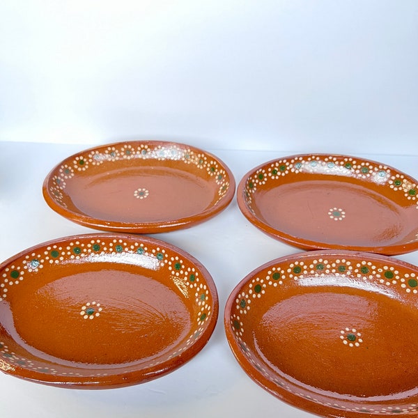 Mexican Plates Clay 10 Inches Oval 6,4,2 Plates Set Traditional Design Entree Plates Mexico Plate