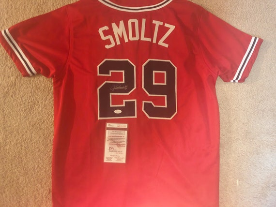 John Smoltz HOF Atlanta Braves Pitcher Signed Red Jersey JSA 