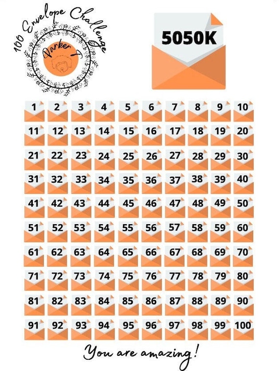 Printable 100 Envelope Challenge | Etsy