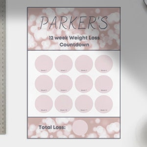 Personalised Editable 12 Week Weight Loss Count Down Slimming World/Weight Watchers Weight Loss Tracker
