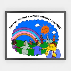 A World Without Lawyers, Simpsons Digital Art Print | Instant Download Printable Home Décor | Landscape Digital Poster, Wall Art Poster Gift