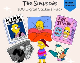 Los Simpson 100+ pegatinas digitales / libro de pegatinas, paquete de pegatinas / pegatina de Homer Simpson / planificador de iPad, planificador digital, planificador Goodnotes