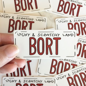 Bort License Plate Vinyl Sticker, Simpsons Sticker | Matte Vinyl Waterproof 3&quot; Sticker | Hydroflask, Notebook, Water Bottle Sticker Decal