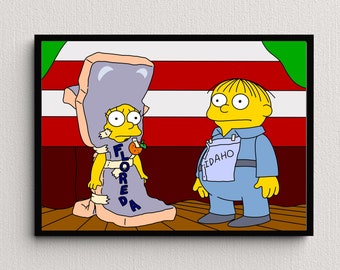Lisa Simpson, Floreda Idaho Ralph Wiggum, Simpsons Digital Art Print | Instant Download Printable Home Décor | Digital Poster Wall Art Gift