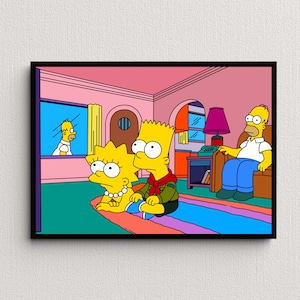 Simpsons Family, Cartoons Realistic Digital Art Print | Instant Download Printable Home Décor | Simpsons Landscape Digital Poster, Wall Art