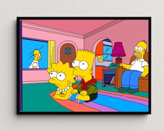 Simpsons Family, Cartoons Realistic Digital Art Print | Instant Download Printable Home Décor | Simpsons Landscape Digital Poster, Wall Art