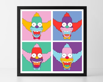 Krusty The Clown Pop Art, Simpsons Digital Art Print | Krusty The Clown Instant Download Printable Home Décor | Digital Poster Wall Art Gift