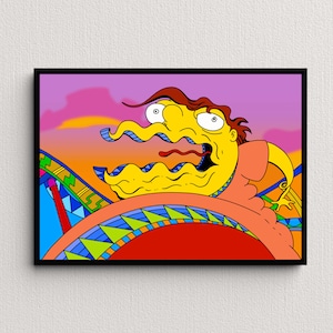 Barney Homer Tripping, Simpsons Digital Art Print | Instant Download Printable Home Décor | Simpsons Digital Poster, Printable Wall Art Gift