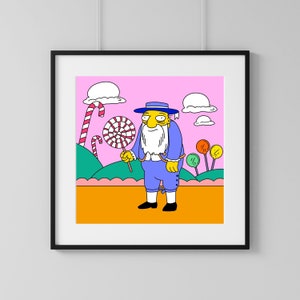 Simpsons Lollipop Jasper, Digital Art Print | Instant Download Printable Home Décor | Simpsons Digital Poster, Candy Colored Wall Art, Gift
