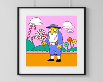 Simpsons Lollipop Jasper, Digital Art Print | Instant Download Printable Home Décor | Simpsons Digital Poster, Candy Colored Wall Art, Gift