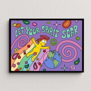 Homer Simpson, lascia che il tuo spirito si libri Stampa artistica digitale / Download immediato Decorazione per la casa stampabile / Poster digitale Simpson, arte murale stampabile