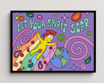 Homer Simpson, Let Your Spirit Soar Impresión de arte digital / Descarga instantánea Decoración para el hogar imprimible / Póster digital de Los Simpsons, arte de pared imprimible