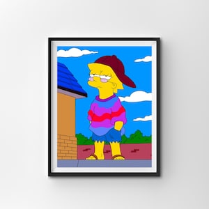 Coole Lisa digitale kunstprint, Lisa Simpson digitale artwork | Direct downloaden afdrukbare woondecoratie | Simpsons poster kunst aan de muur cadeau