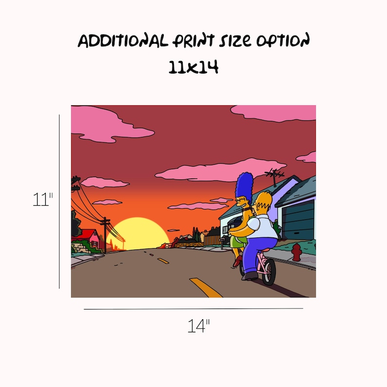 Simpsons Sunset Homer & Marge Sunset Bike, Simpsons Digital Art Print | Instant ...