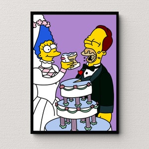 Homer &amp; Marge Simpson Wedding Photo, Digital Art Print | Instant ...