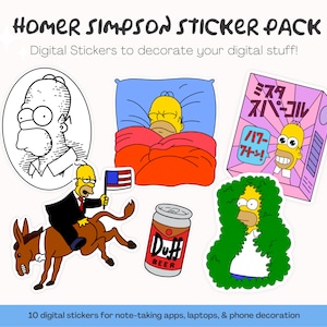 Homer Simpson Digital Stickers | Sticker Book, Sticker Pack | 10 Homer Simpson Stickers | iPad planner, Digital Planner, Goodnotes Planner
