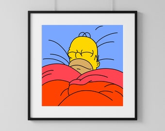 Impression d&#39;art numérique Homer Simpson, Grand petit pain grillé à la cannelle | Décoration d&#39;intérieur imprimable à téléchargement immédiat | Cadeau d&#39;art mural affiche numérique des Simpsons