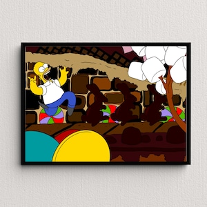 Homer Chocolate Land, Stampa artistica digitale Simpsons / Download istantaneo Arredamento per la casa stampabile / Poster digitale paesaggio Simpsons, Regalo di arte della parete