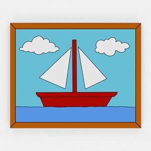 Pittura della barca dei Simpson, stampa artistica digitale/download istantaneo Arredamento per la casa stampabile/poster digitale del paesaggio dei Simpson, regalo di poster da parete