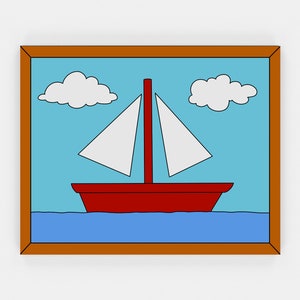 Simpsons Boat Painting, Digital Art Print | Instant Download Printable Home Décor | Simpsons Landscape Digital Poster, Wall Art Poster Gift