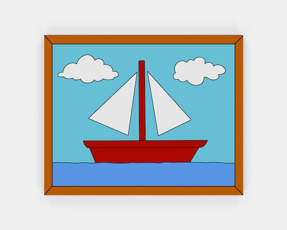 Simpsons Boat Painting, Digital Art Print | Instant Download Printable Home Décor | Simpsons Landscape Digital Poster, Wall Art Poster Gift