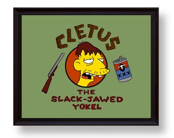 Cletus The Slack-Jawed Yokel, Simpsons Digital Art Print | Instant Download Printable Home Décor | Simpsons Digital Poster Wall Art Gift