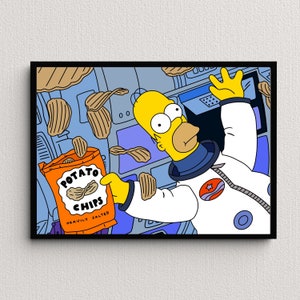 Homer Simpson nello spazio Stampa artistica digitale / Download istantaneo Arredamento per la casa stampabile / Poster digitale Simpsons, Regalo Simpsons Wall Art stampabile