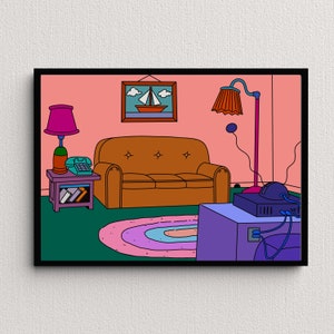 Simpsons Living Room, Digital Art Print | Instant Download Printable Home Décor | Simpsons Digital Poster, Printable Wall Art Gift