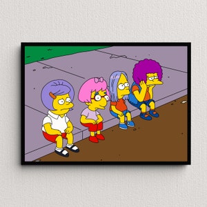 Bart On The Road Wigs, Simpsons Digital Art Print | Instant Download Simpsons Printable Home Décor | Simpsons Digital Poster Wall Art Gift