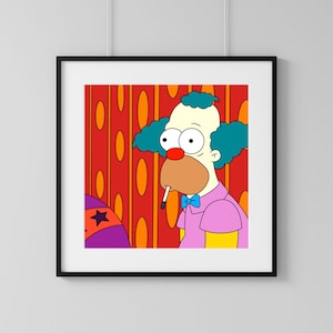 Krusty the Clown Digital Art Print, Simpsons Printable Art | Instant Download Printable Home Décor | Simpsons Digital Poster Wall Art Gift