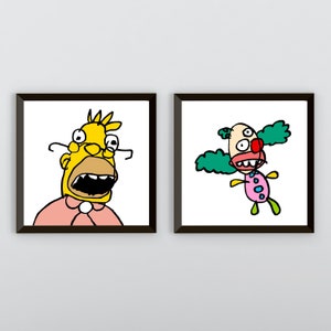 I Simpson Nonno Simpson e Krusty il Clown, Stampa artistica digitale / Download istantaneo Arredamento per la casa stampabile / Poster digitale Wall Art Gift