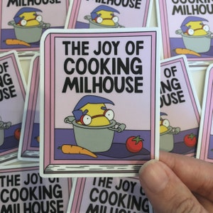 Joy of Cooking Milhouse, Simpsons Sticker | Matte Vinyl Waterproof 3&quot; Sticker | Hydroflask, Notebook, Water Bottle Sticker Decal, Gift