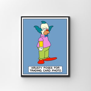 Cromo Colecionável de Krusty, o Palhaço, Impressão Arte Digital | Download instantâneo de decoração para casa para impressão | Pôster digital dos Simpsons, presente de arte de parede