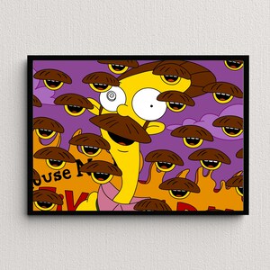 Homer Insanity Pepper Ned Flanders, Simpsons Digital Art Print Instant Download Printable Home Décor Digital Poster Wall Art Gift image 2
