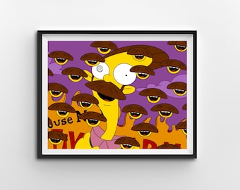 Homer Insanity Pepper Ned Flanders, Simpsons Digital Art Print | Instant Download Printable Home Décor | Digital Poster Wall Art Gift