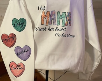 Mama wears her heart on Sleeve Sweatshirt