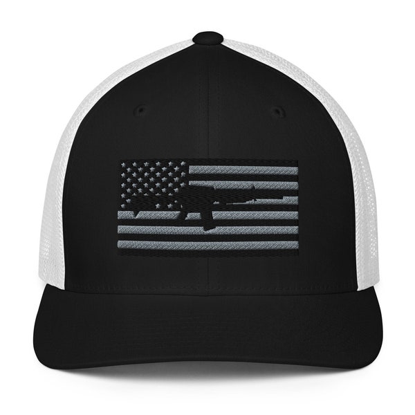 AR15 Hat | Closed-Back Cap | Embroidered Trucker | 2A Mesh Hat | Flex Baseball Cap | Conservative Apparel | Republican Clothing | Amendment