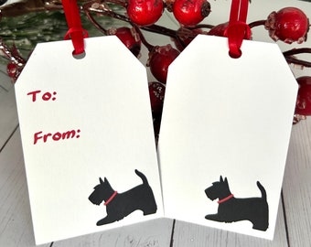 Cute Scottie Dog Gift Tags | Birthday & Christmas Gift Tags | Black Scotland Terrier