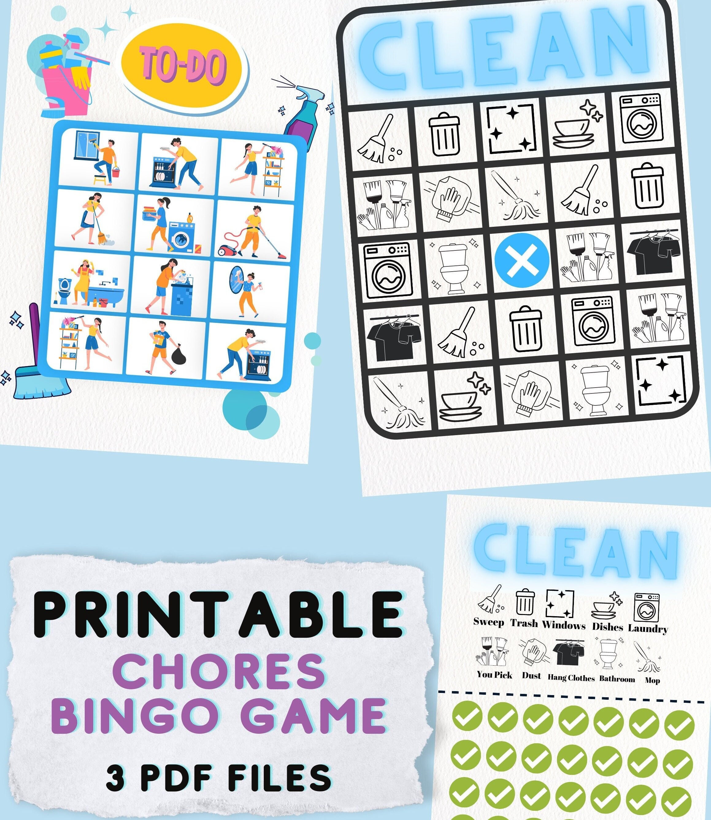 Kids Printable Chores Bingo Game PDF - Etsy