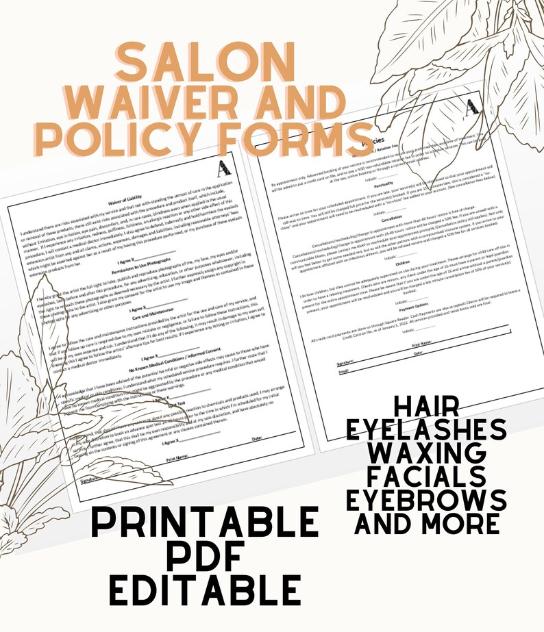 Salon Waiver and Policy Forms Download PDF Printable Editable | Etsy ...