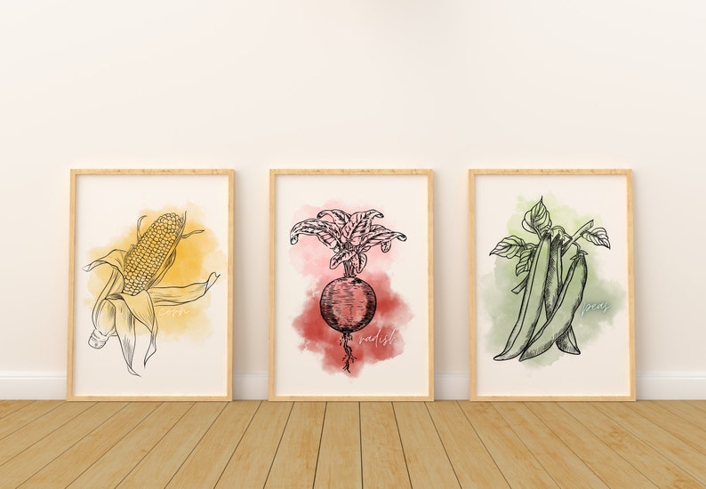 Printable Kitchen Wall Art Fruits and Vegetables PDF Etsy