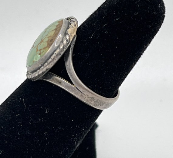 Vintage Silver Round Chunky Turquoise Ring - image 2