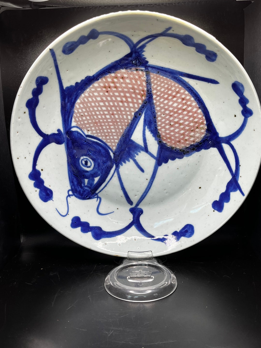 Antique Chinese Fish Plate, Several Available Blue Cobalt, Ching