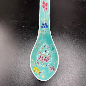 Vintage Hand Painted Chinese Soup Ladle Spoon