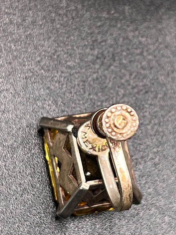 Antique Paste Stone Silver Ring and Earrings Set,… - image 6