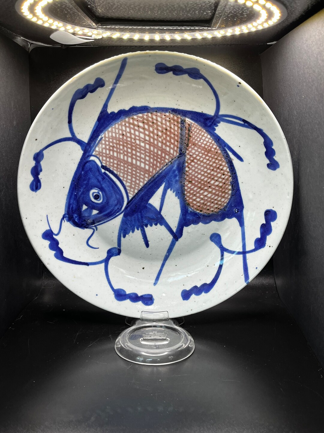 Antique Chinese Fish Plate, Several Available Blue Cobalt, Ching