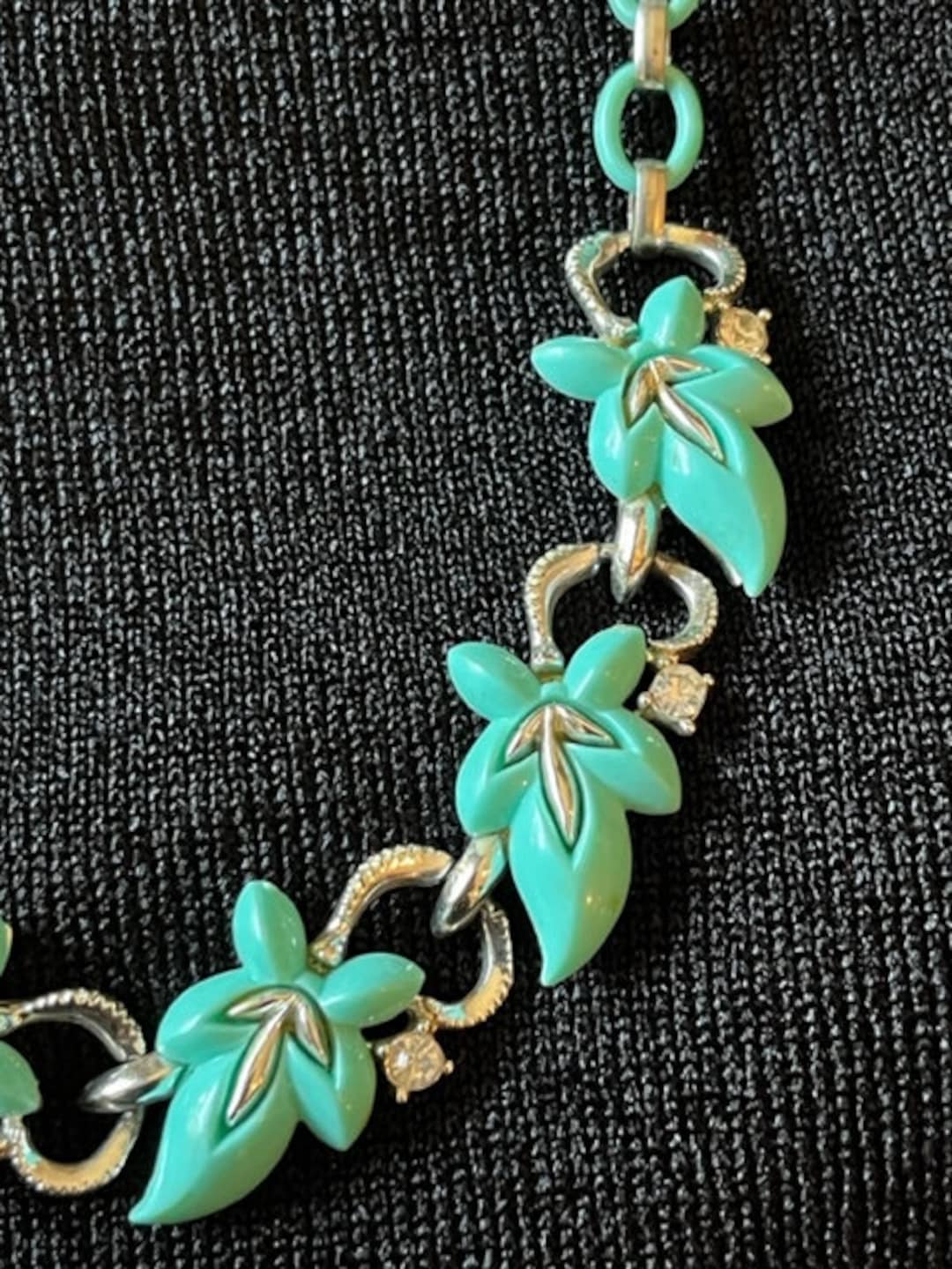 Mid Century Plastic Thermoset Lucite Turquoise Necklace Etsy