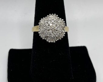 Vintage 14K Yellow Gold Diamond Ring with Baguettes and Round Stones