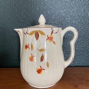 Vintage Hall Superior Coffee Pot in Autumn Leaf Pattern. Eva Zeisel Design. Jewel Tea Company