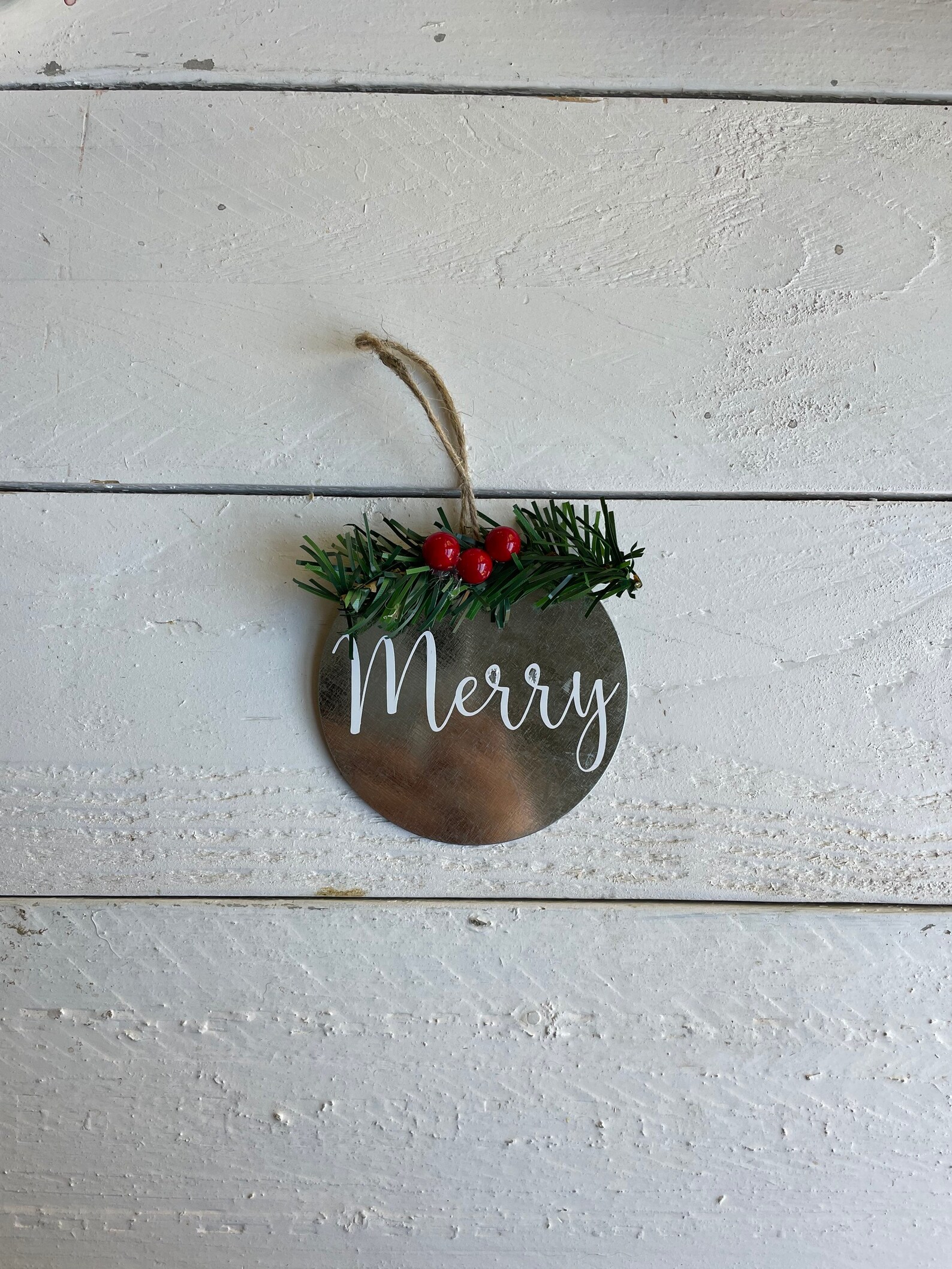 Metal Christmas Ornament / Round Metal Ornament / Metal Ornament - Etsy